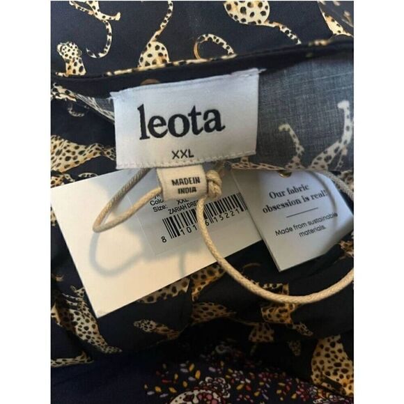 Leota Dress Womens XXL Plus Mini Poplin Cheetah Boho Animal Nature - Picture 5 of 6